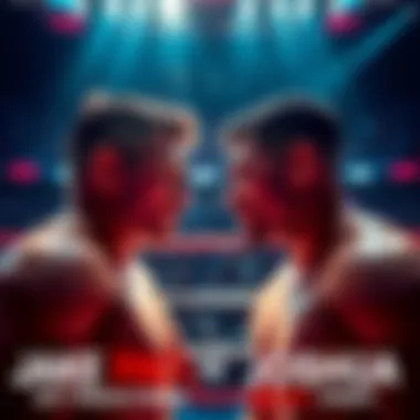 Jake Paul and Anthony Joshua facing off in a boxing ring before their match, with fans excited in the background.