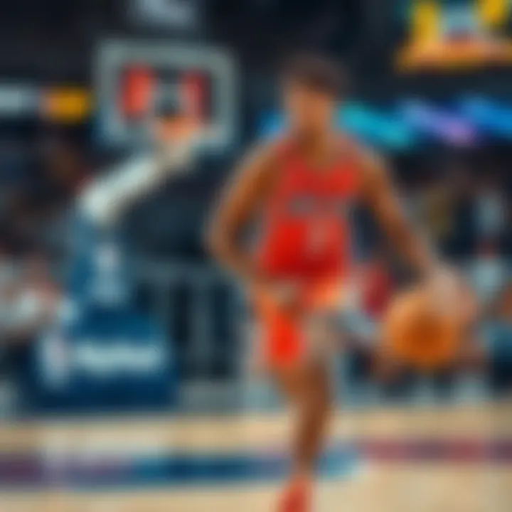 Jalen Johnson dribbling the ball during a game, with a focused expression and fans cheering in the background