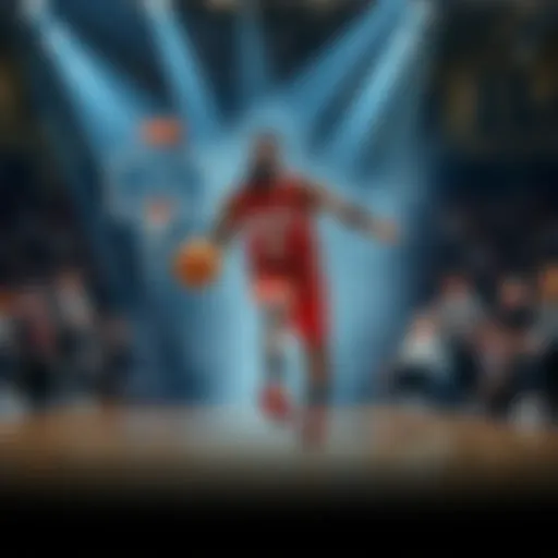 James Harden dribbling the basketball during a game, showcasing his skills and competitive spirit