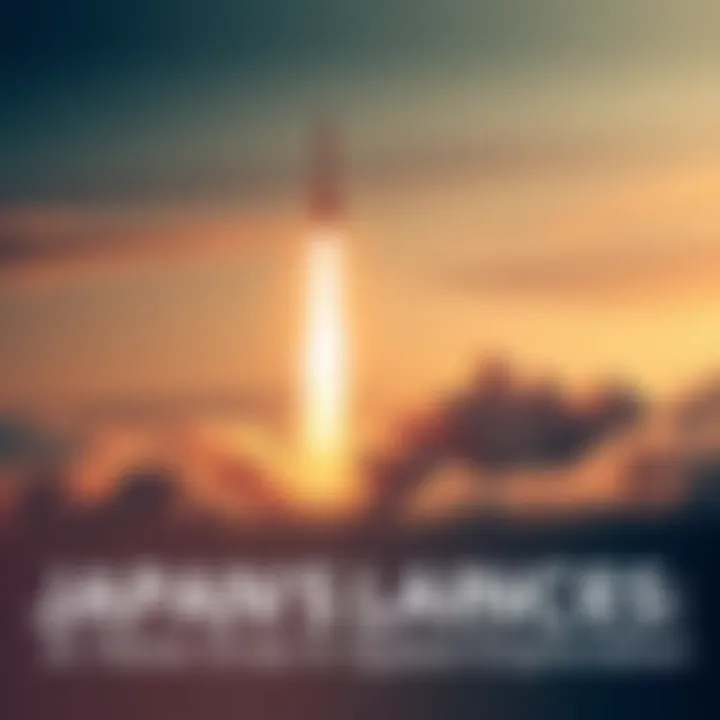 A rocket launching into the sky, symbolizing Japan's advances in space exploration.