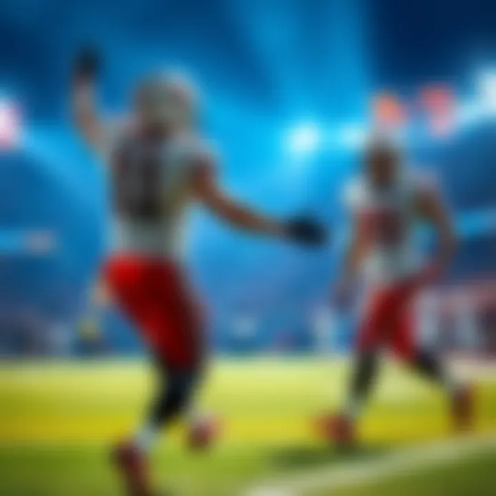 Jennings celebrates after scoring a touchdown in the fourth quarter while Taylor looks on concerned.