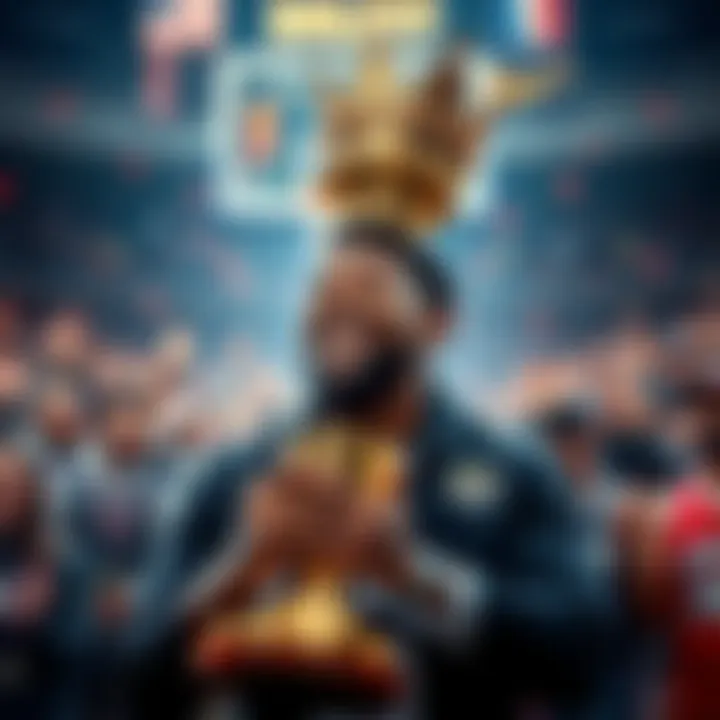 Jeremiah Fears crowned King of the Court Jeremiah Fears holding a trophy after being named the King of the Court, celebrating with fans and teammates in the background