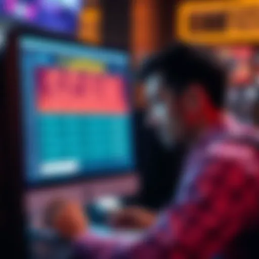 Jettbet Warning A frustrated player looks at a computer screen displaying confusing wagering requirements from Jettbet, symbolizing a scam.