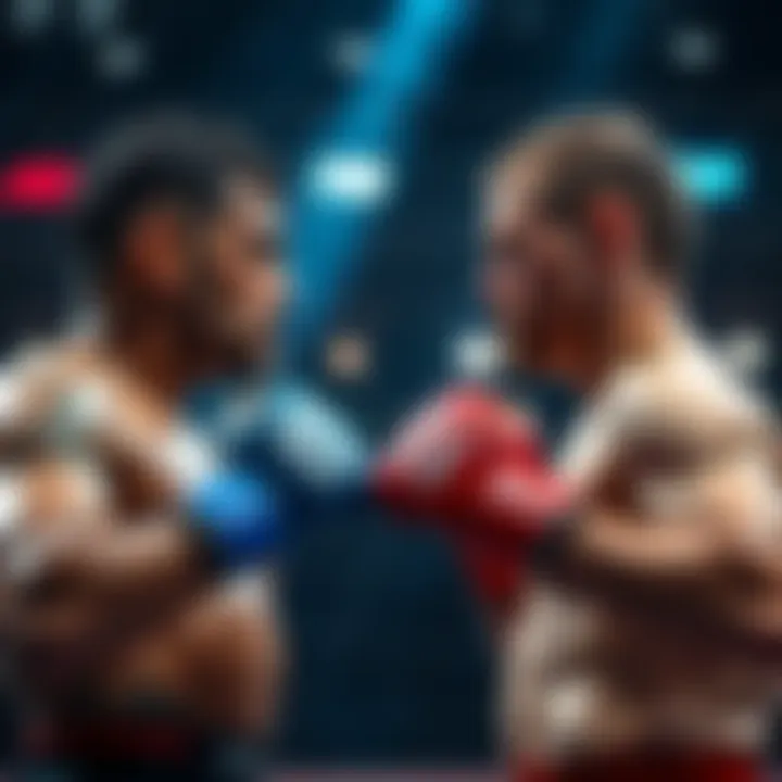 Joe Pyfer and Izzy Facing Off in the Cage Joe Pyfer and Izzy in a tense standoff in the MMA cage, showcasing their fighting stances and intense focus.