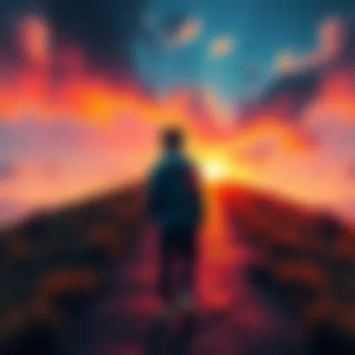 A person standing on a path looking reflective, symbolizing self-doubt and growth.