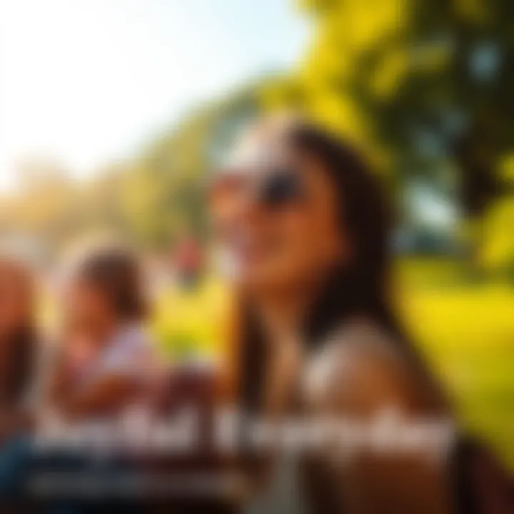 A person smiling while enjoying a sunny park, surrounded by nature and friends, capturing the essence of simple joys in life.