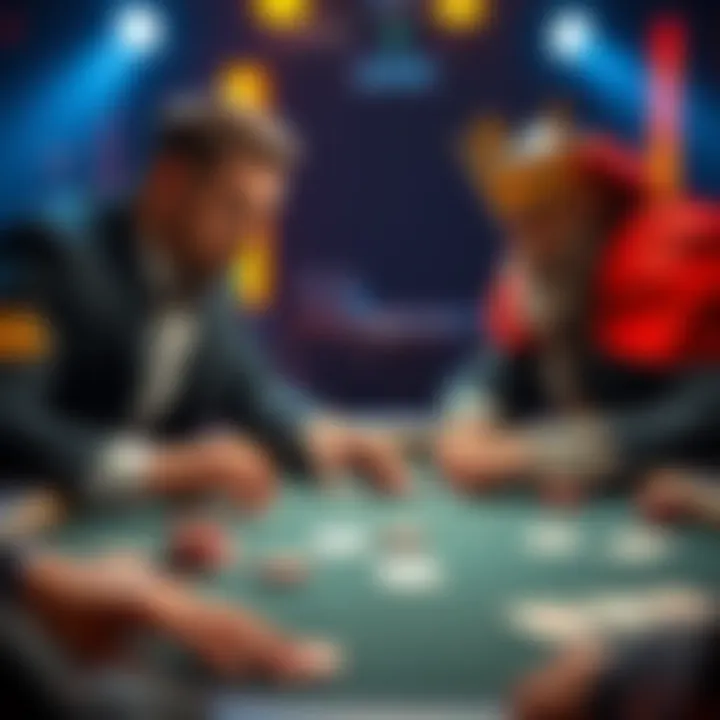 Jungleman and Monarch intensely play poker at a table with chips and cards during a €3M match