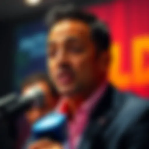 Kash Patel speaking during a press event, discussing Stephen A. Smith's comments about Trump and NBA gambling investigation