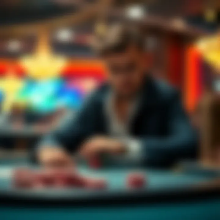 Will Kassouf sitting at a poker table, focused and ready to play, with chips in front of him and a tense atmosphere around.