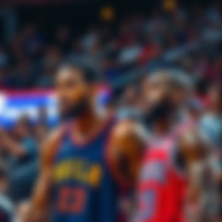 NBA players KD and Gordon appear tense during a game, with fans in the background showing mixed reactions.