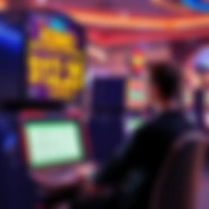 A player sits at a Keno game machine showing $10 and $2.5 bets with a big payout sign on screen.