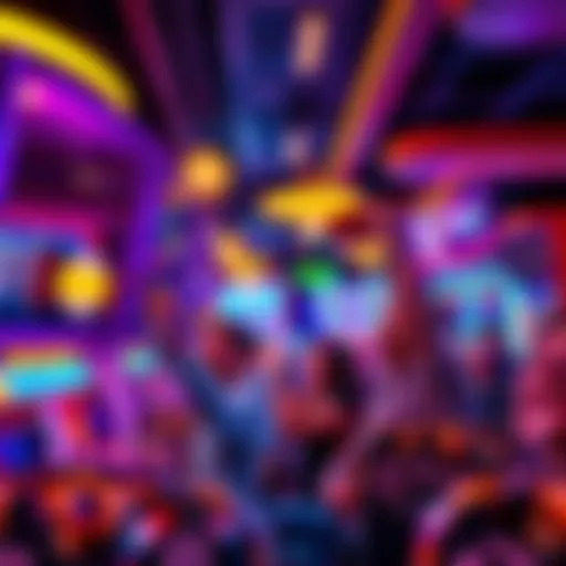 A group of players enjoying keno at a vibrant gaming hall, showing enthusiasm and engagement with the game.