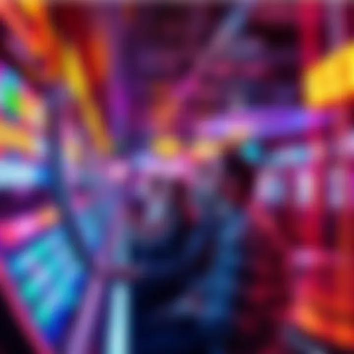 Keno Game Excitement A vibrant scene of players enjoying Keno at a lively casino, showcasing excitement and engagement as they choose numbers and watch results.