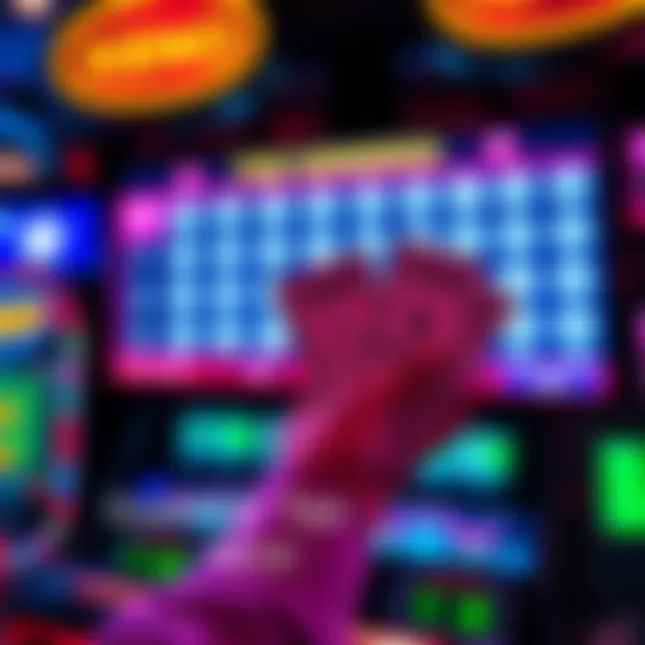 A person holding Keno tickets while looking at a screen displaying winning numbers