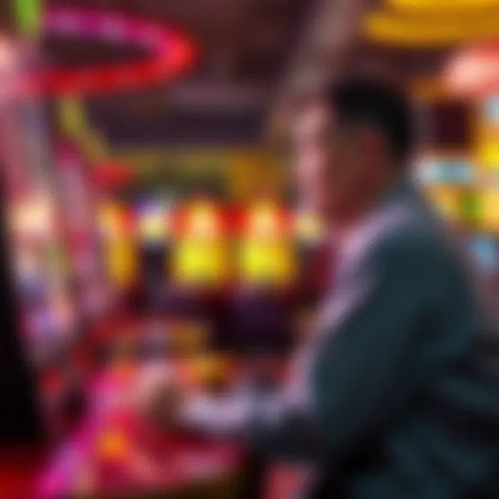 A keno player sitting at a table, staring at a screen showing game results with a frustrated expression, reflecting on a long losing streak.