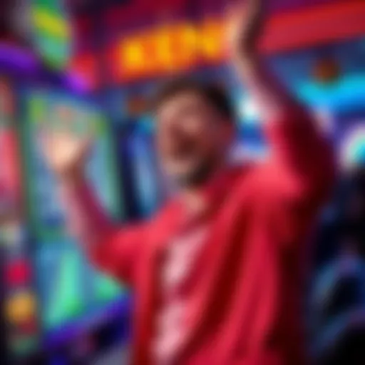 A happy Keno player celebrating a big win with their game stats displayed on the screen after a $55 deposit.