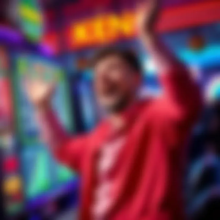 A happy Keno player celebrating a big win with their game stats displayed on the screen after a $55 deposit.