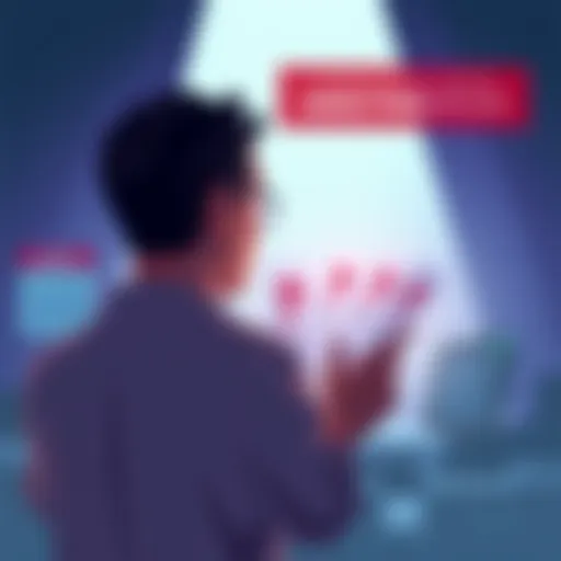 An illustration of a person looking at several decision-making documents with question marks, symbolizing uncertainty in key confirmations.