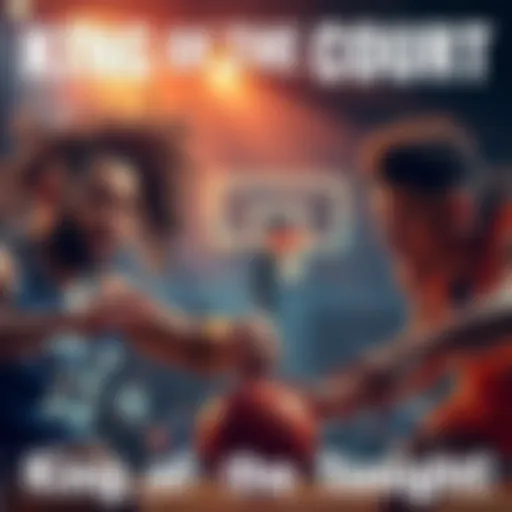 Two basketball players fiercely competing during the King of the Court event