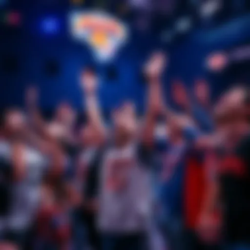 Excited Knicks fans cheer as the team scores three consecutive three-pointers during a game