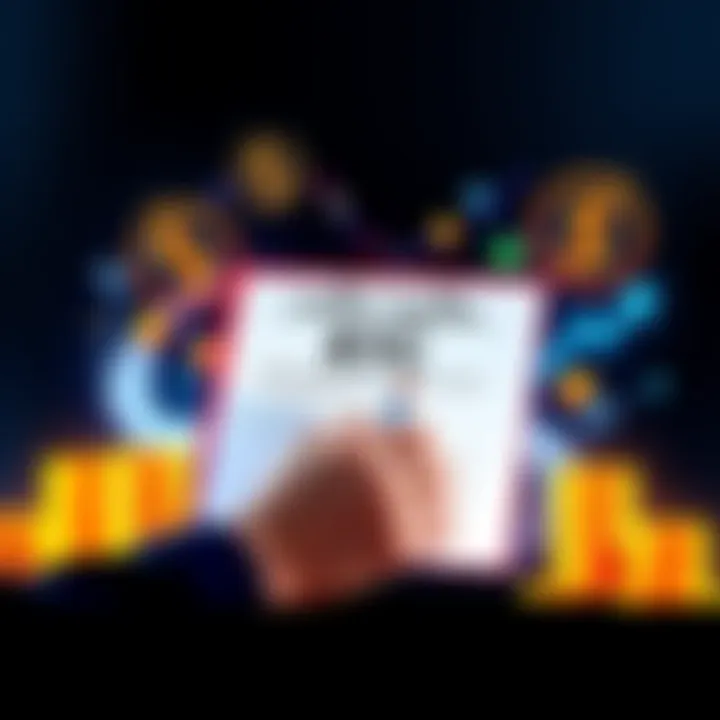 Illustration showing a person filling out a KYC form with financial symbols around.