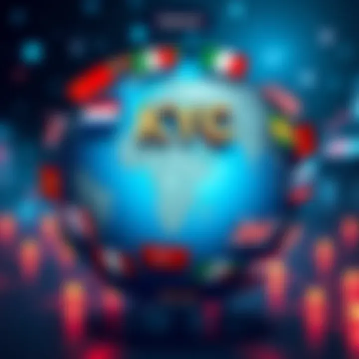 A globe with various country flags representing global KYC verification services