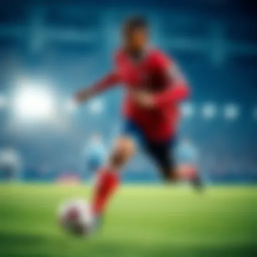 Kylian Mbappe sprinting down the field with a football, showcasing his speed and skill during a match.