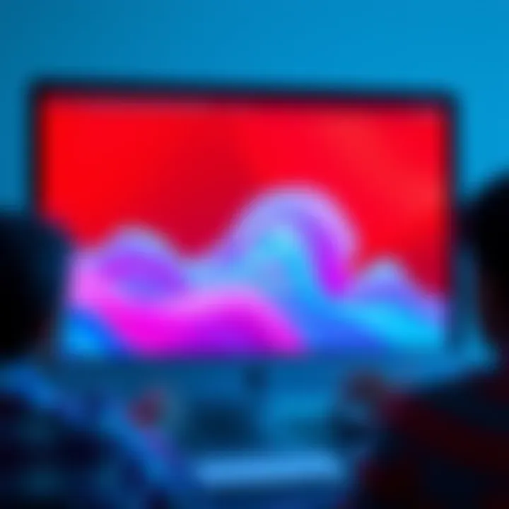 A computer screen showing a loading symbol on the Stake website, indicating lag issues. Users appear frustrated while trying to access the site.