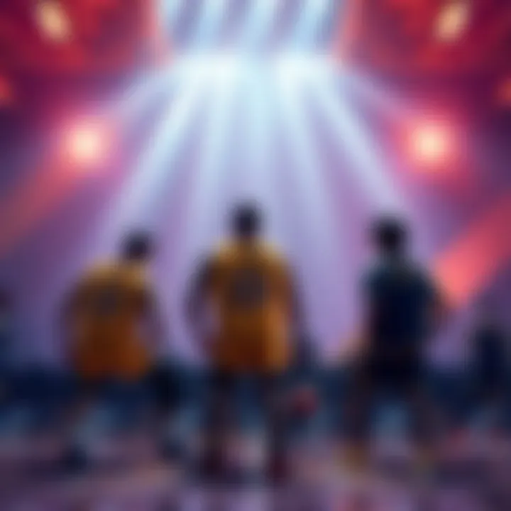 Los Angeles Lakers players practicing on the court, showcasing teamwork and strategy development for future games.