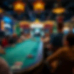 A crowded Las Vegas casino table with players looking frustrated at the game outcome, reflecting concerns over rigged games.