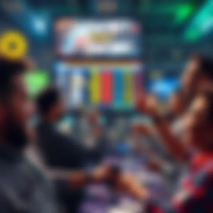 Last Chance for Big Wins Excited players placing bets on FanDuel Sportsbook with sports odds displayed on a screen