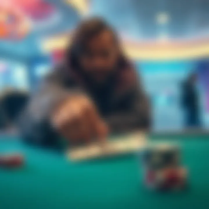 Last Dollar Bet Concept A person placing their last dollar on a casino table, looking anxious yet determined