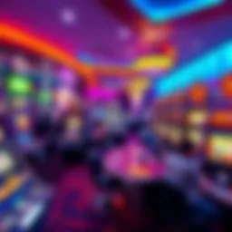 Colorful gaming floor at Lavish Luck Casino, featuring players enjoying slot machines and table games