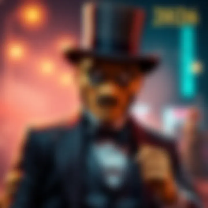 A stylish character representing Le Bandit, dressed in a top hat and tuxedo, showcasing charm and confidence.