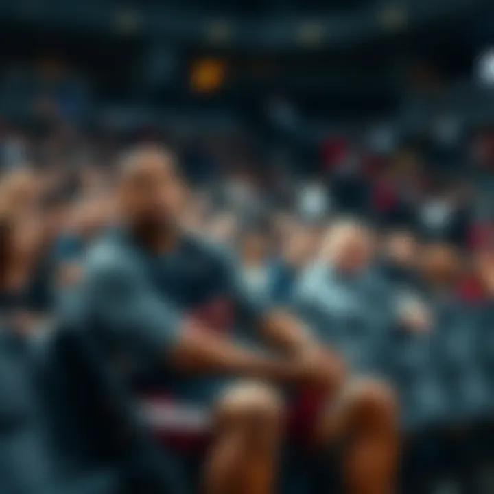 The team's leading scorer looks concerned while sitting on the bench during a crucial game, fans in the background showing signs of confusion and frustration.