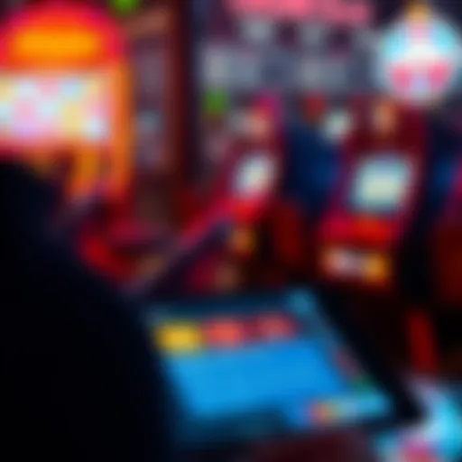 A person playing online slots on a tablet with debit card options displayed