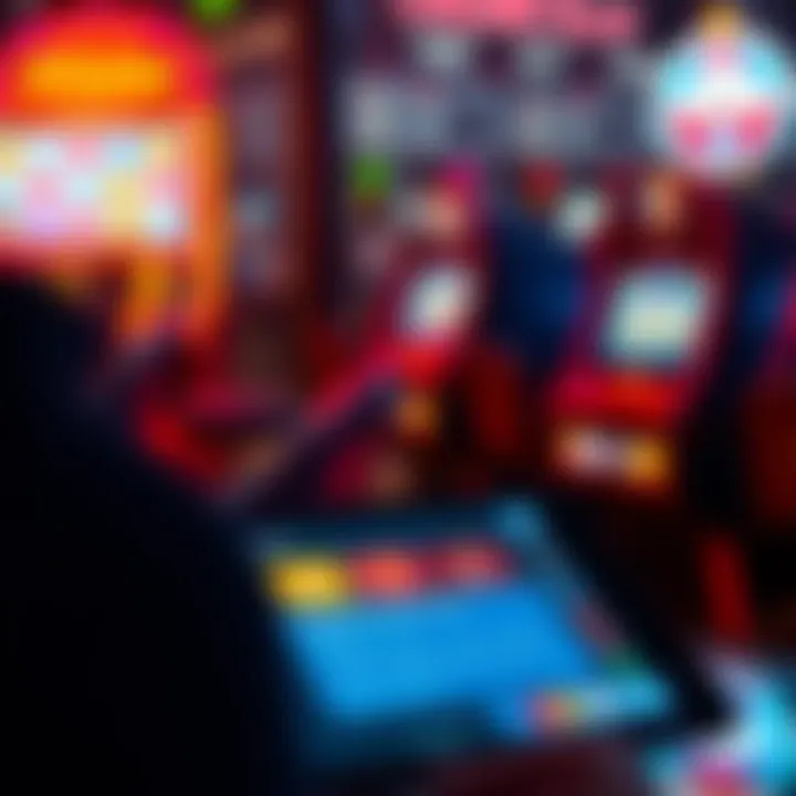 A person playing online slots on a tablet with debit card options displayed