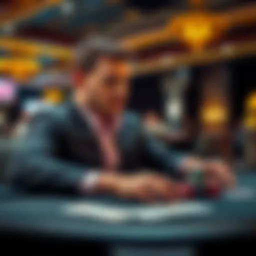 A player contemplating an early payout in a Let it Ride poker game, with poker chips and cards on the table