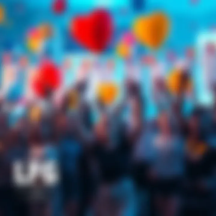 A group of excited people celebrating the launch of LFG in 2026, with balloons and banners in the background.