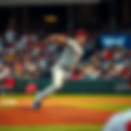 Libertore pitching during a baseball game with focused expression, fans watching eagerly in the background