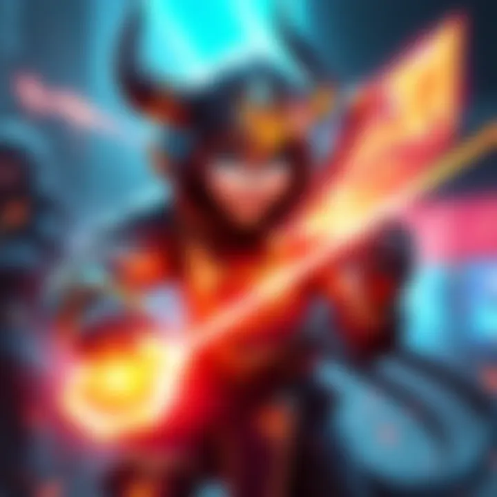 A character wearing the Light Demon set gear, glowing with energy, winning a gaming match.