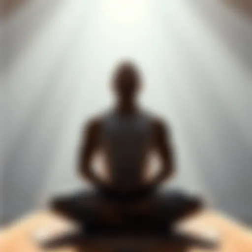 A person sitting cross-legged in a serene environment, surrounded by soft light, engaging in light work for relaxation and clarity.