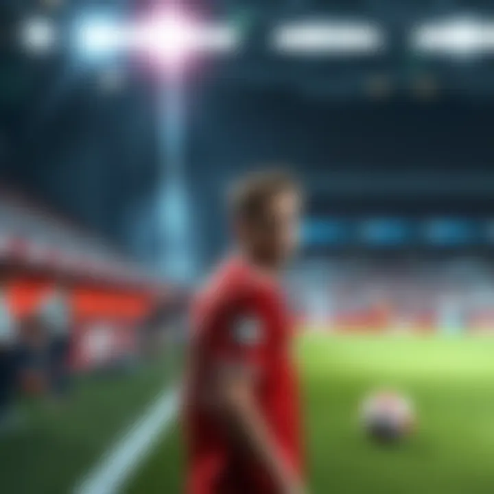 Likely is on the field during a game, looking focused but without the ball, as fans watch from the stands.