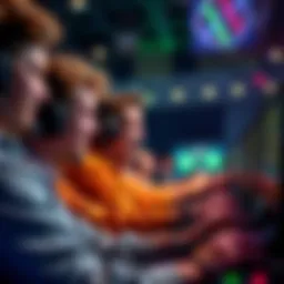 Gamers engaged in live betting on a free server, showing excitement and focus on their screens.