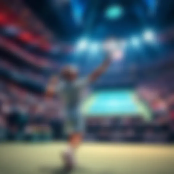 A tennis player serving during a live match in a packed stadium, showcasing the energy and excitement of the sport.