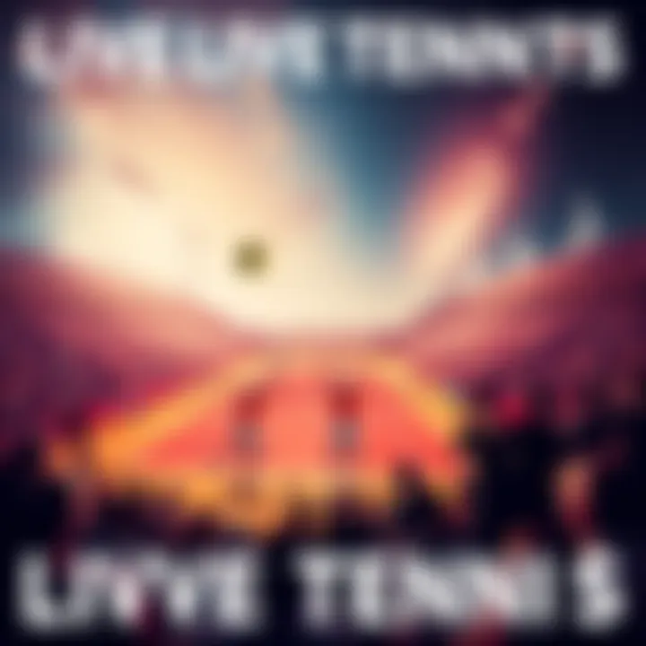 A thrilling live tennis match with players serving and fans cheering in the background.