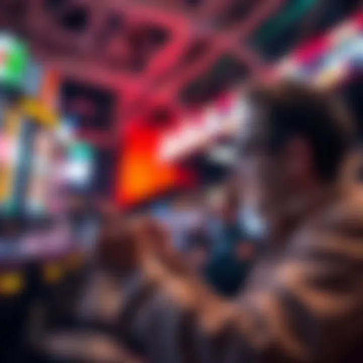 Live Betting Action A person placing a live bet on a mobile device during a sports game, with excitement on their face.