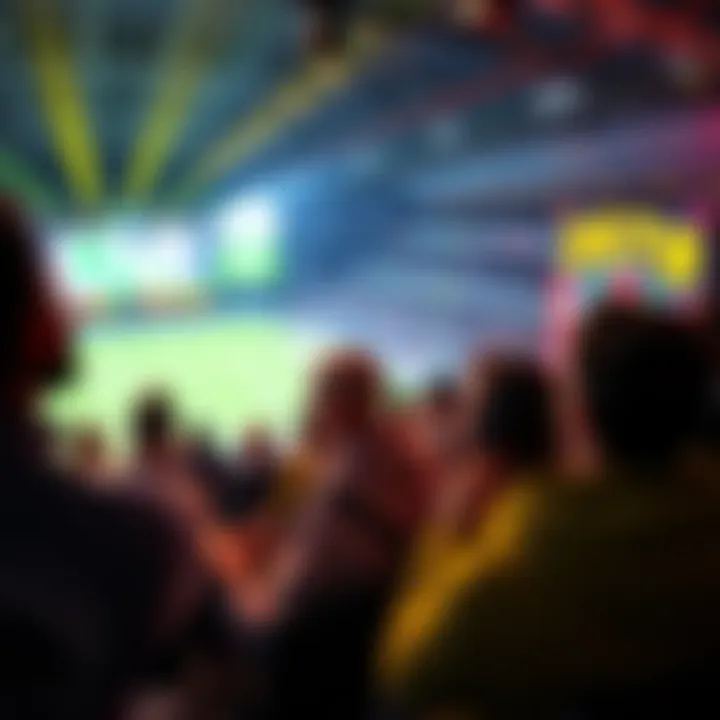 A lively scene of gamblers watching a sports game with excitement and placing bets in real-time.