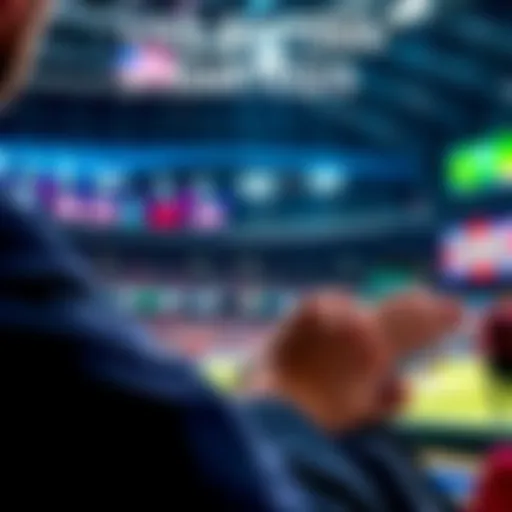 A person analyzing live betting odds on a mobile device during a sports event