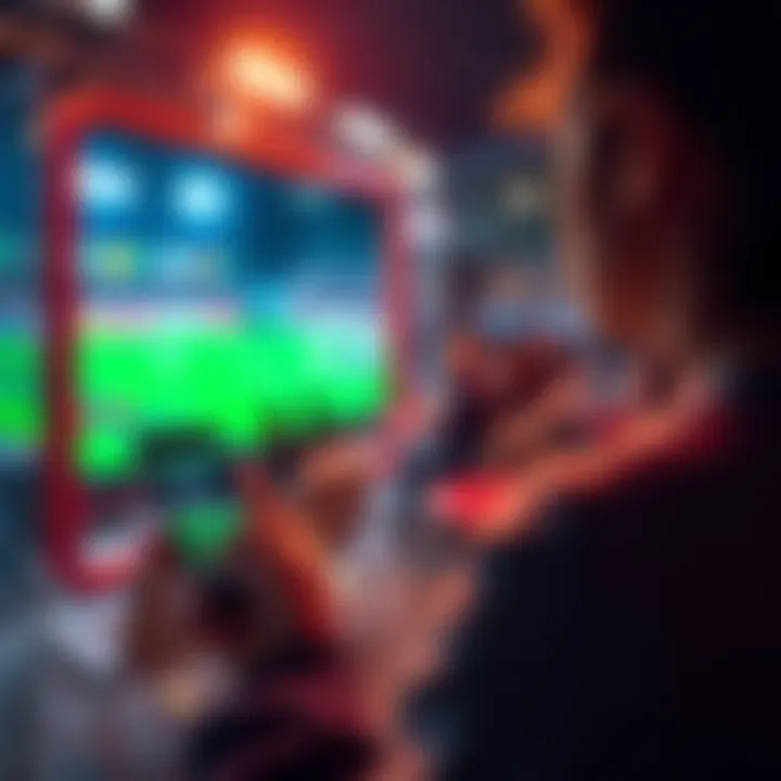 A person looking at a live sports event on a smartphone while placing a bet